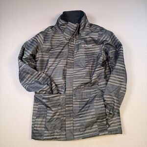 Columbia OmniTech Boys Grey Geometric Interchange fleece Jacket Size L w/Fleece